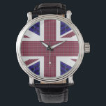 Montre Drapeau d'Angleterre, drapeau de Grande-Bretagne<br><div class="desc">England Flag,  Great Britain Flag Watch. Le drapeau est fait avec des images de pierres gemmes : L'arrière - plan bleu sont rectangulaires en forme de saphir bleu. Les bandes rouges sont des Rubies rectangulaires. Les étoiles sont des diamants.</div>