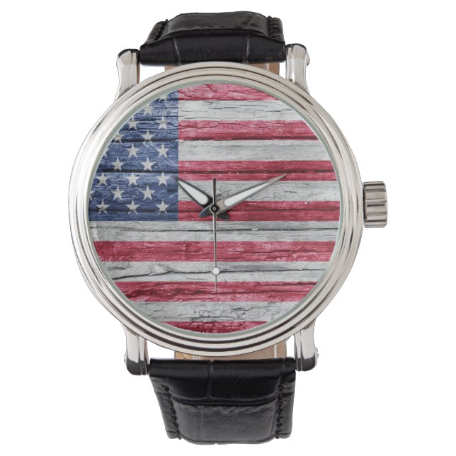 Montre Drapeau de bois des États-Unis (devant)