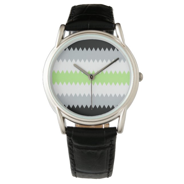 Montre Drapeau de fierté Agender Abstrait Groovy Boho Zig (devant)