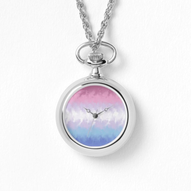 Montre Drapeau de fierté bigenre abstrait fluffy pastel b (Recto)