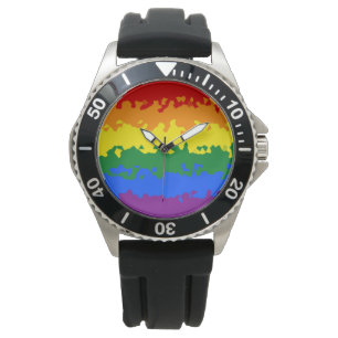 Montre Drapeau de fierté gay arc-en-ciel abstrait bohème