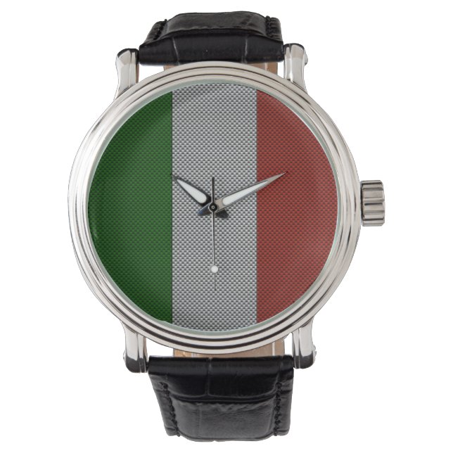 Montre Drapeau de l'Italie avec effet carbone (devant)