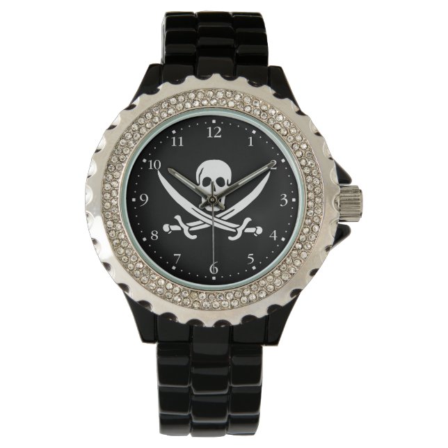 Montre Drapeau de pirate Crâne croisé épées (devant)