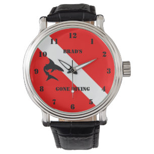 Montre Drapeau de plongée et requin personnalisé