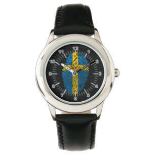 Montre Drapeau d'empreinte digitale de contact de Suédoi