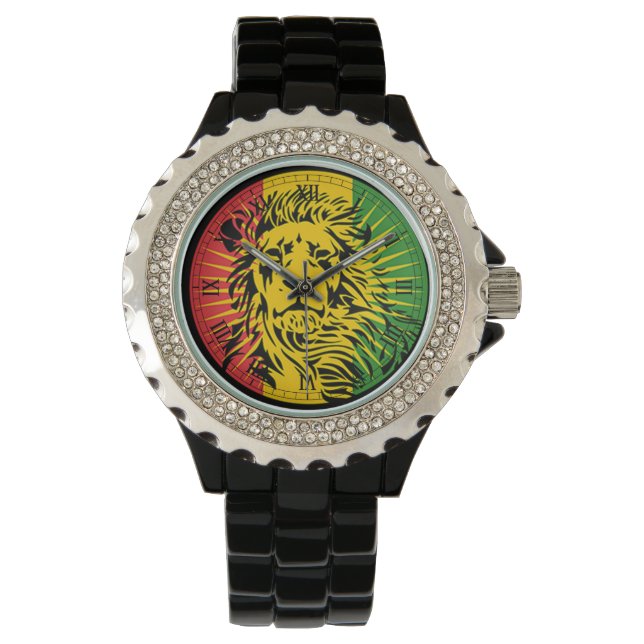 Montre drapeau des lions de rasta reggae (devant)