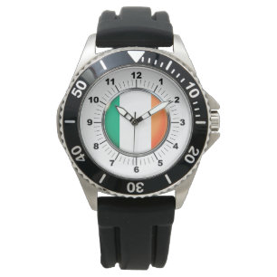 Montre Drapeau d'Irlande pour hommes Black Rubber Strap W