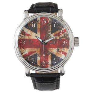 Montre Drapeau du Royaume-Uni patriotique rouillé