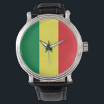 Montre Drapeau du Sénégal<br><div class="desc">The Senegalese flag a vertical triband with in the center an enblem. The used colors in the flag are red,  green,  yellow. The proportion of the Senegalese flag is 2:3. Le Flag du Sénégal a adopté en 1960.</div>