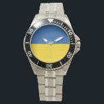 Montre Drapeau d'Ukraine<br><div class="desc">Le drapeau de l'Ukraine est une bannière de deux bandes horizontales de taille égale de bleu et jaune. Le dessus représente le ciel et le jaune représente le blé. Le drapeau national de l'Ukraine</div>