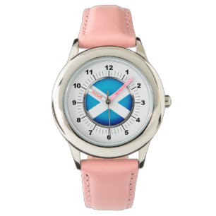 Montre Drapeau écossais ajustable pour enfant Coeurs rose