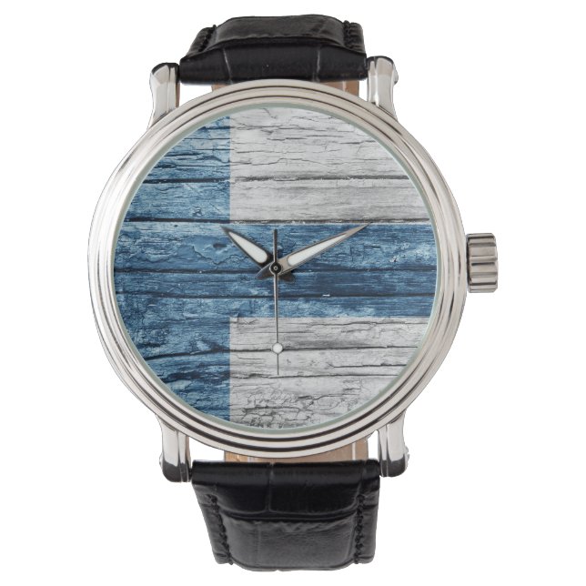 Montre Drapeau en bois (devant)