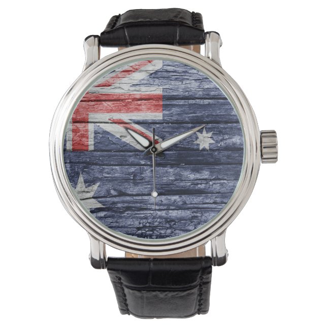 Montre Drapeau en bois australien (devant)