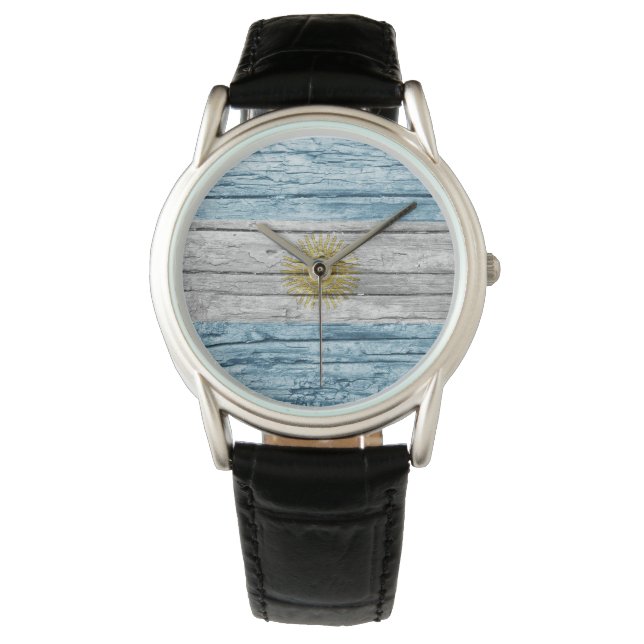 Montre Drapeau en bois d'Argentine (devant)