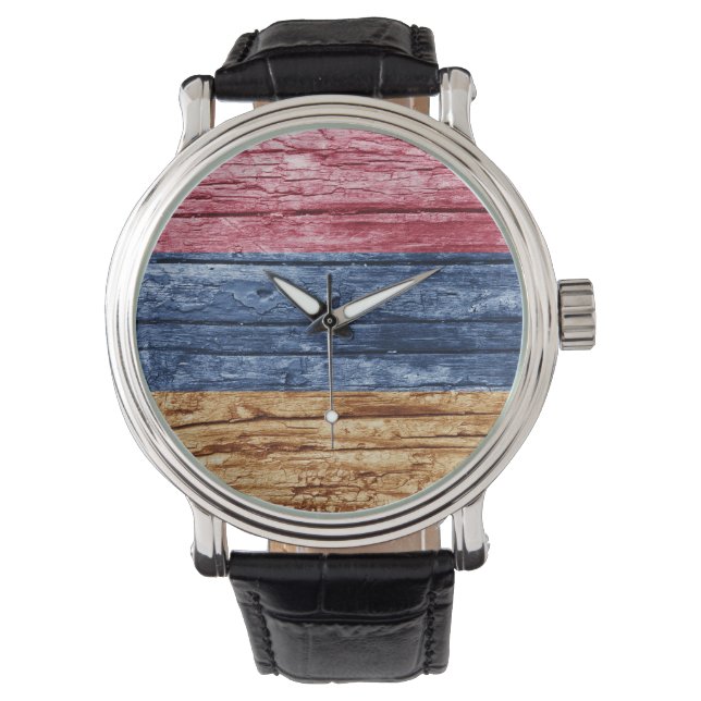 Montre Drapeau en bois d'Arménie (devant)