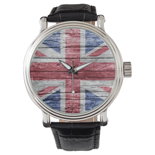 Montre Drapeau en bois du Royaume-Uni (devant)