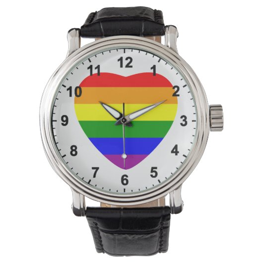 Montre Drapeau en forme de coeur GAY (devant)