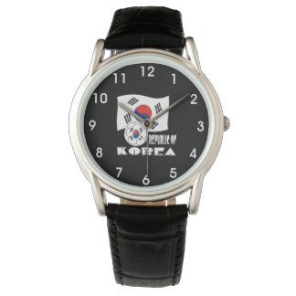 Montre Drapeau et ballon de football sud-coréen