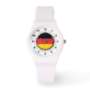 Montre Drapeau féminin allemand Sporty White Silicon Watc