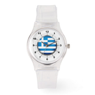 Montre Drapeau féminin Grèce Sporty Rose Silicon Watch