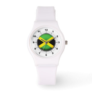 Montre Drapeau féminin Jamaïque Sporty White Silicon Watc