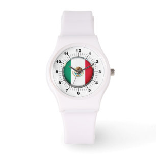 Montre Drapeau féminin Mexique Sporty White Silicon Watch