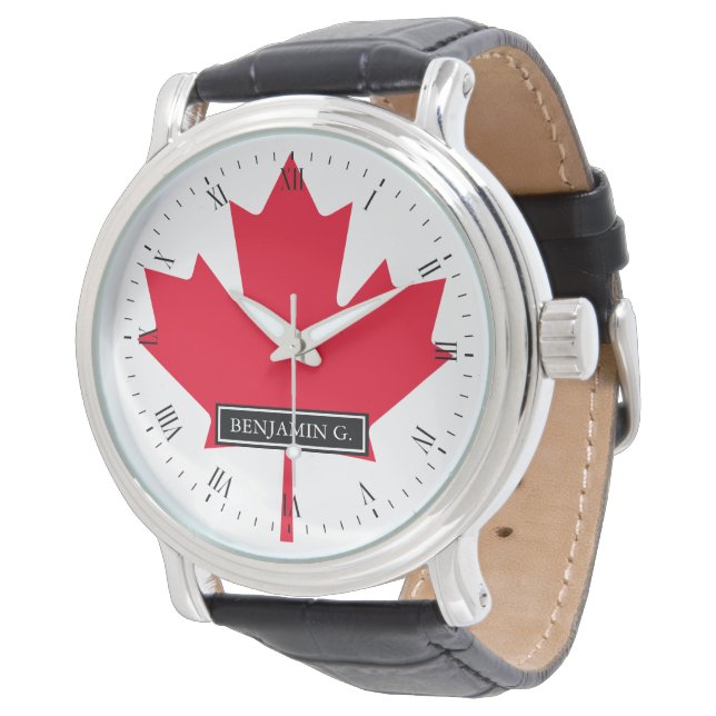 Montre Drapeau Feuille d'érable du Canada (Incliné)