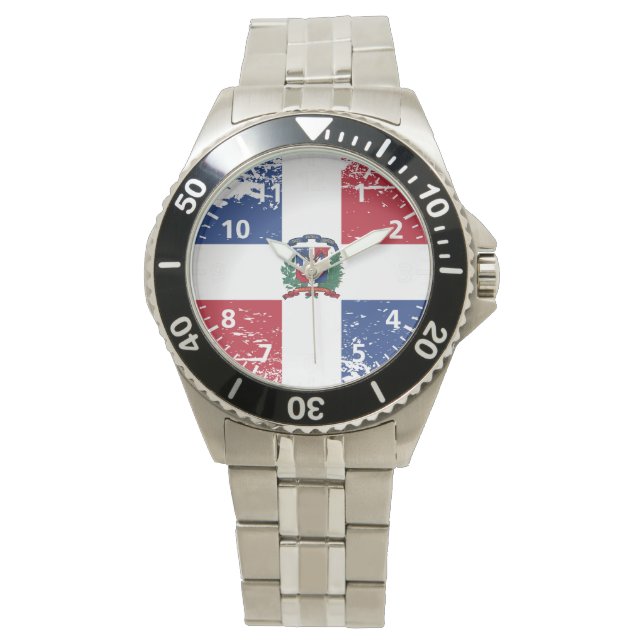 Montre Drapeau Grunge République Dominicaine (devant)