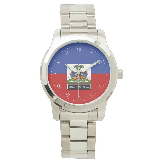 Montre Drapeau haïtien Nom personnalisé (devant)