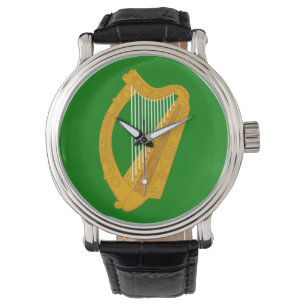 Montre drapeau irlandais de la harpe verte