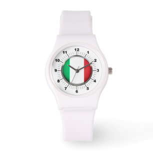 Montre Drapeau italien féminin Sporty White Silicon Watch