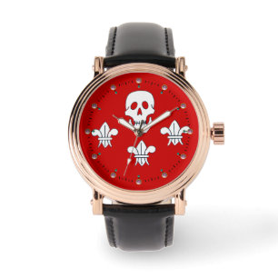 Montre DRAPEAU jolly roger ET TROIS LIEUX, Rouge