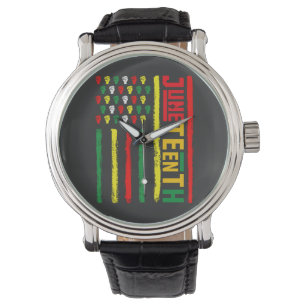 Montre Drapeau Juneteenth célébrant la liberté noire 1865