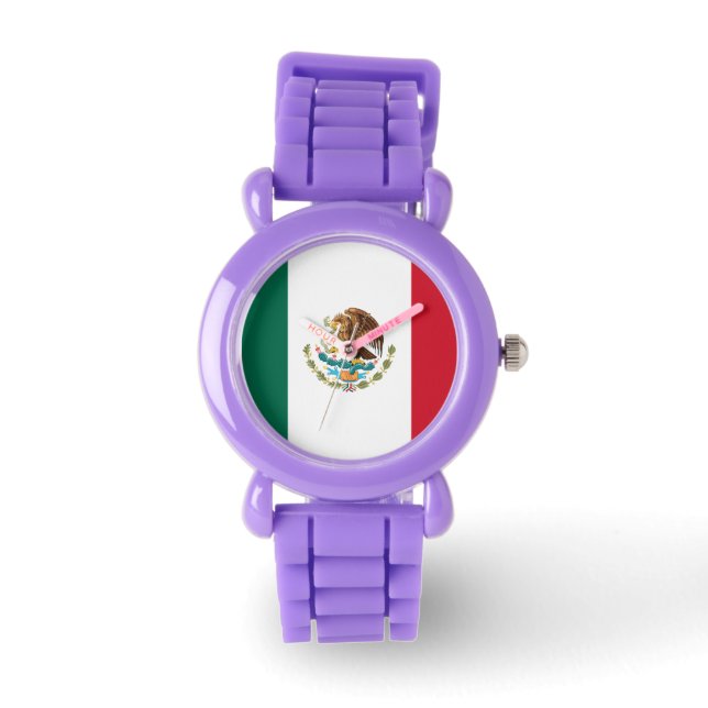 Montre Drapeau mexicain féminin (Parties scintillant roug (Recto)