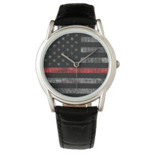 Montre Drapeau minuscule de pompier Red Line