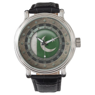 Montre Drapeau pakistanais en acier industriel