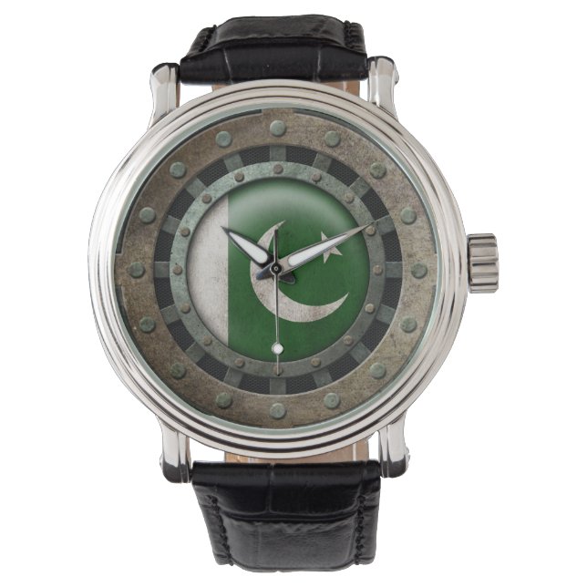 Montre Drapeau pakistanais en acier industriel (devant)