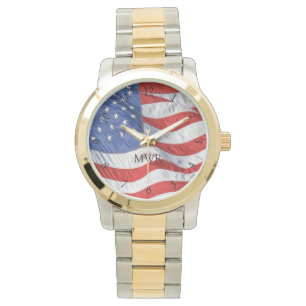Montre Drapeau Patriotique Agitant Américain Monogramme C