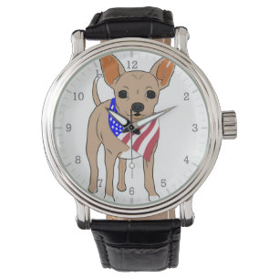 Montre Drapeau patriotique américain Bandana Chihuahua
