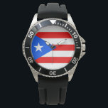 Montre Drapeau portoricain (Porto Rico)<br><div class="desc">Ce dessin est orné du drapeau de Porto Rico, qui représente et symbolise l'île des Caraïbes et son peuple. Le Commonwealth de Porto Rico ("Estado Libre Asociado de Porto Rico") est un territoire non incorporé des États-Unis d'Amérique. Originaire du peuple indigène Taíno, Porto Rico fut colonisé par l'Espagne après l'arrivée...</div>