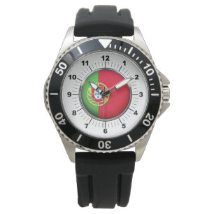 Montre Drapeau Portugal Couronne Black Strap Watch