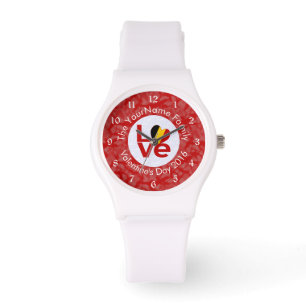 Montre Drapeau rouge LOVE personnalisé de Belgique