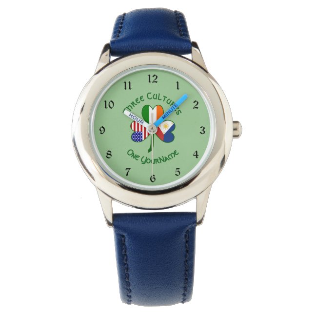 Montre Drapeau Shamrock philippin irlandais USA Personnal (devant)