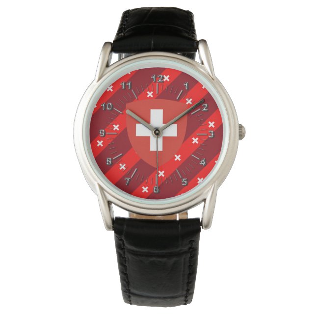 Montre Drapeau suisse à rayures (devant)