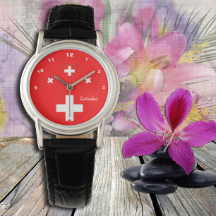 Montre Drapeau suisse et patriote de la mode suisse/sport