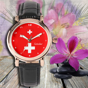 Montre Drapeau Suisse & mode Suisse, Coeur / patriotes