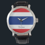 Montre Drapeau thaïlandais<br><div class="desc">Drapeau thaïlandais Le drapeau du Royaume de Thaïlande présente cinq bandes horizontales dans les couleurs rouge,  blanc,  bleu,  blanc et rouge,  la bande bleue centrale étant deux fois plus large que les quatre autres. #thailand #thai #royaume #drapeau</div>