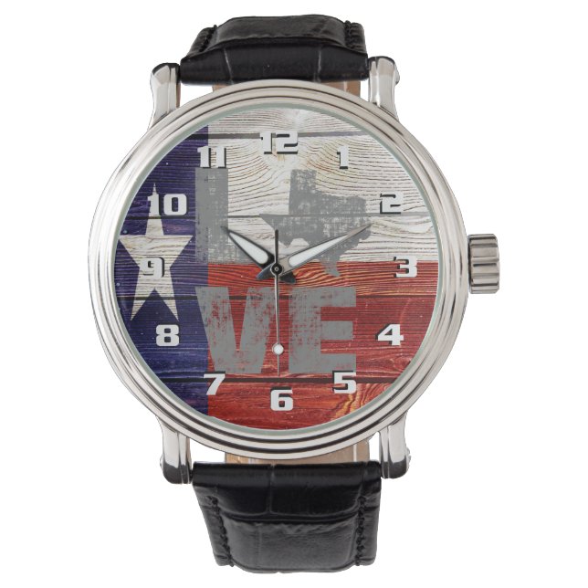 Montre Drapeau très Cool rustique Texas Patriotic Love Te (devant)