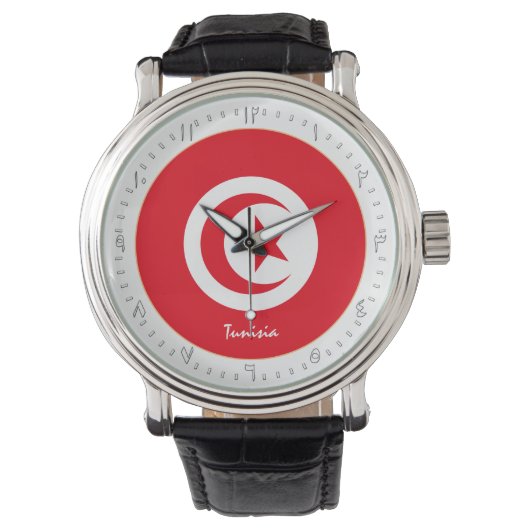 Montre Drapeau tunisien & mode tunisienne, arabe Non /des (devant)