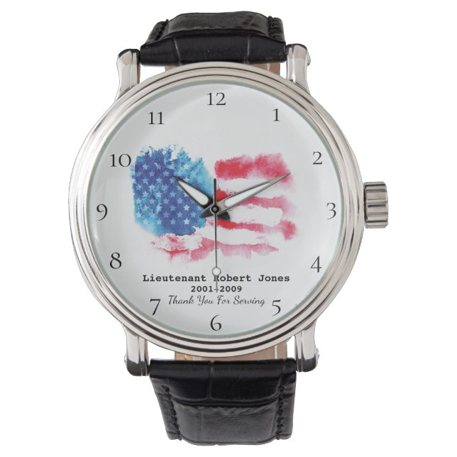 Montre *~* Drapeau US Militaire Vétérinaire Rouge Blanc B (devant)